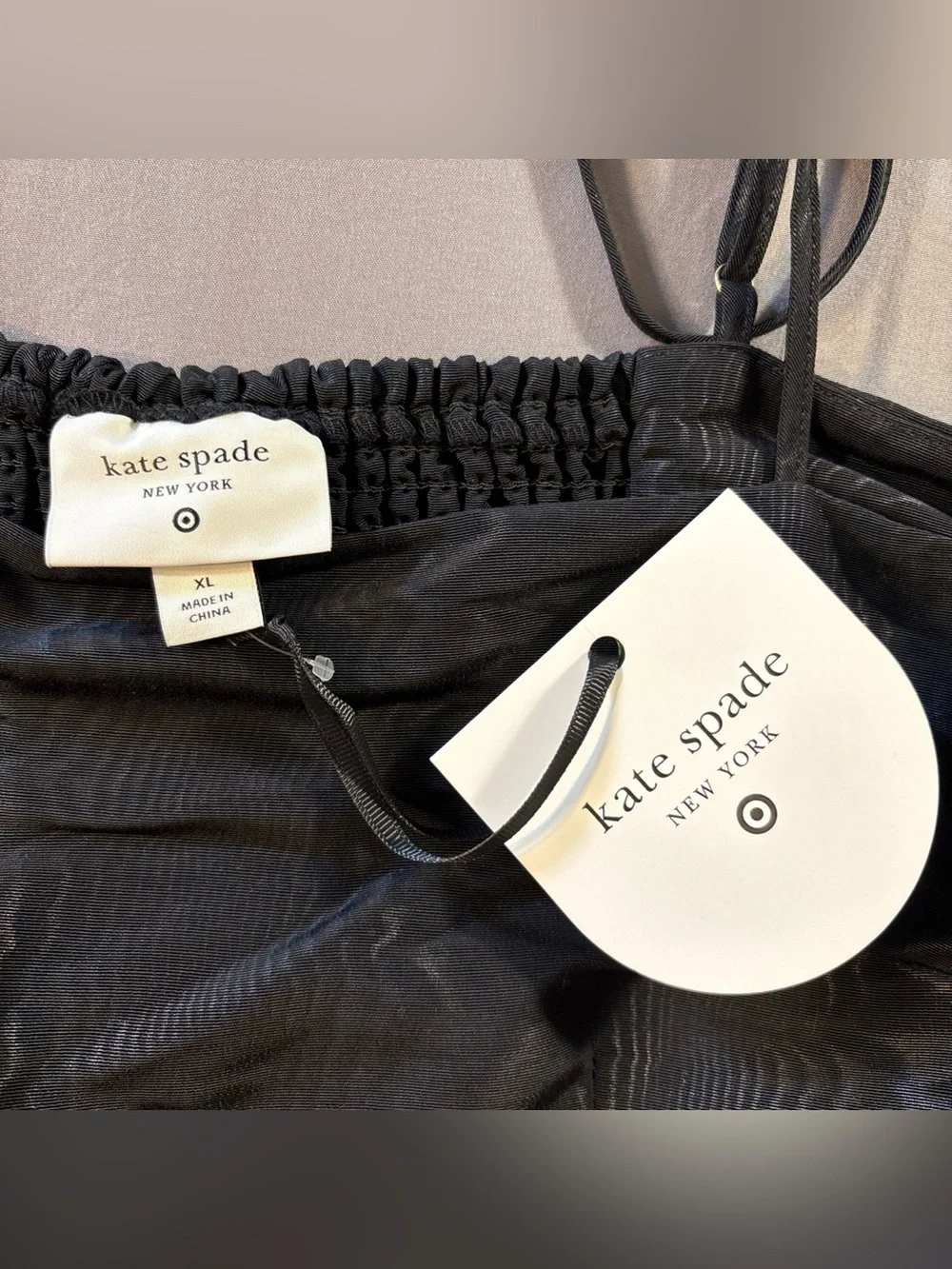 Kate Spade Black Ruffle Layered Formal Dress Sz XL Wood grain pattern Wed Guest